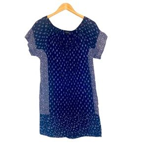LUCKY BRAND Short Sleeved Blue abstract Floral Pattern Dress